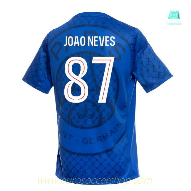 2025-2026 PSG Academy Pro Home Pre Match Shirt (Royal) (Joao Neves 87)