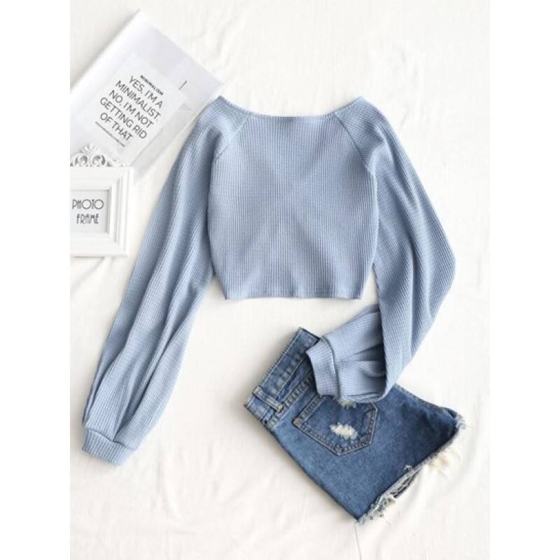 Textured Knitted Gathered Top XN8173