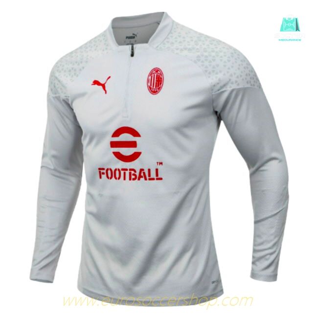 2023-2024 AC Milan Training Half Zip Top (Grey)