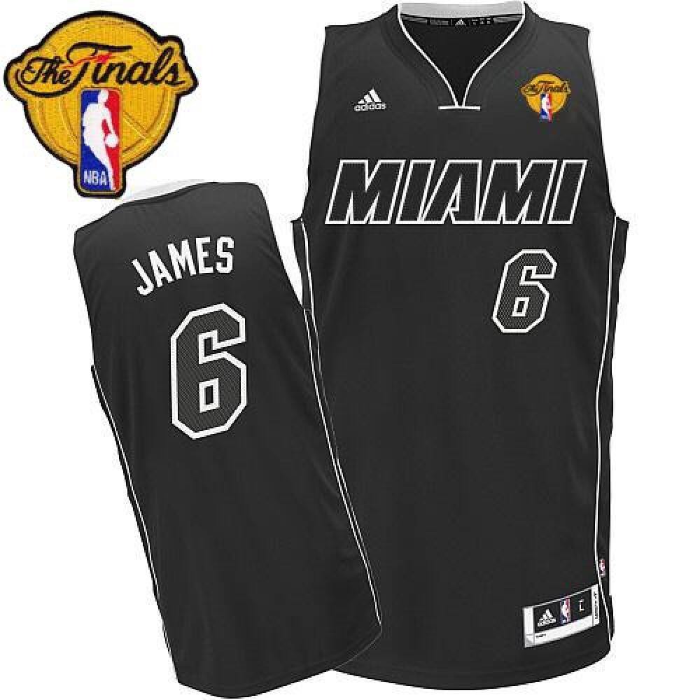 Revolution 30 Heat #6 LeBron James Black/White Finals Patch Stitched NBA Jersey