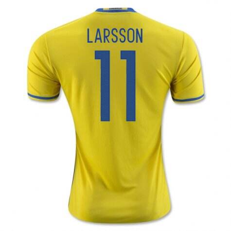 Sweden Home 2016 Larsson 11 Soccer Jersey Shirt - Official Replica