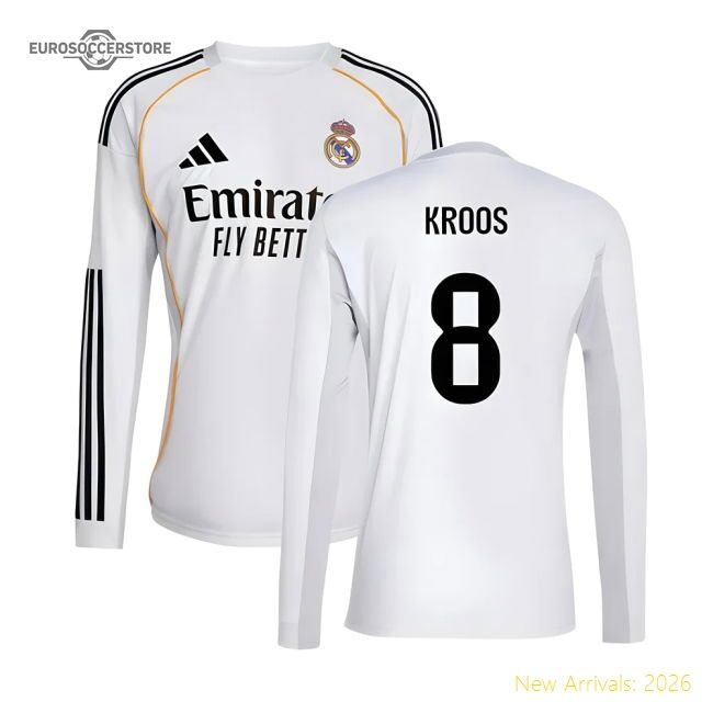 Premium-grade 2025-2026 Real Madrid Long Sleeve First Jersey (kroos 8)