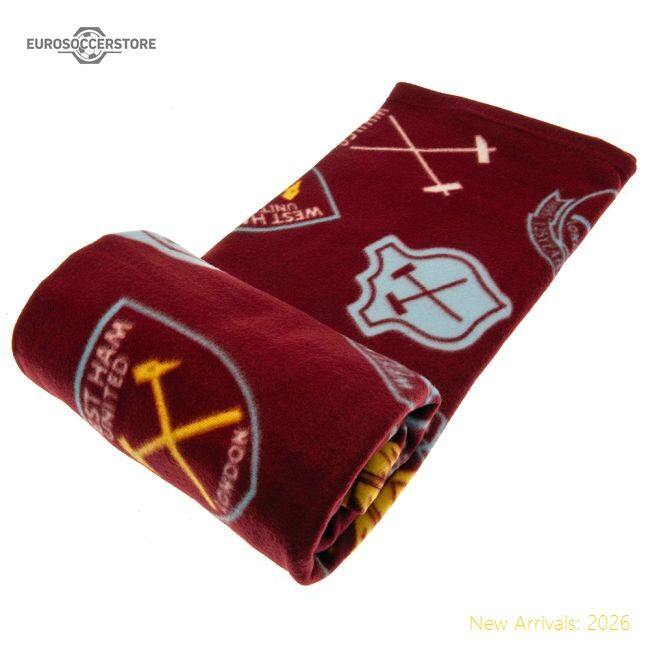 Official West Ham United Fc Historic Crests Fleece Blanket - Premium