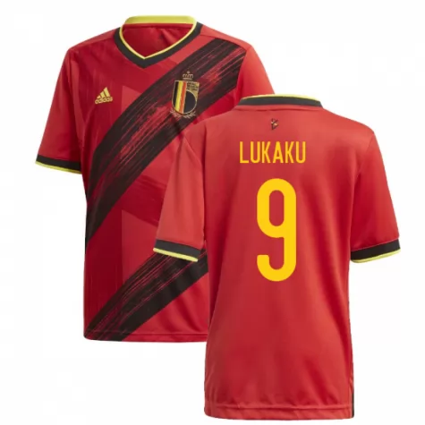 Belgium 2020 Euro Home Red Soccer Jersey Shirt 9 LUKAKU - Official