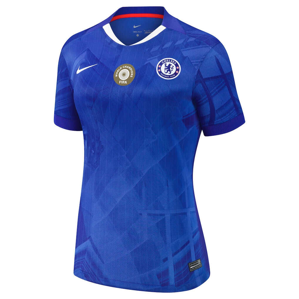 Women's Chelsea Cup Home Soccer Jersey2025-26 with World Champions 25