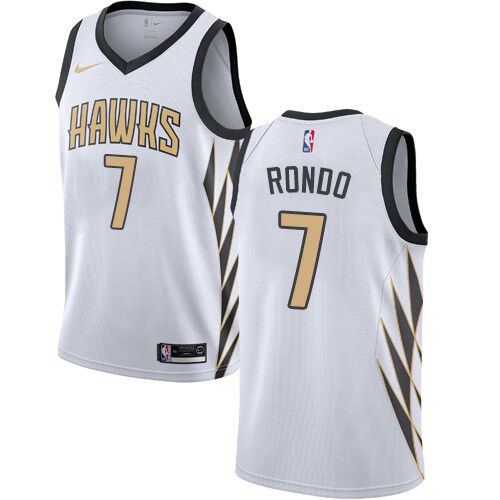 Hawks Rajon Rondo #7 Elite 2018 City NBA Swingman Jersey White
