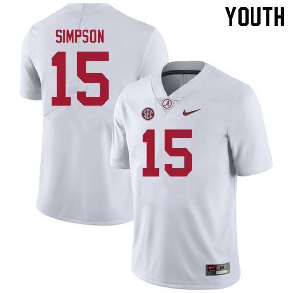 Top-quality Youth Alabama Crimson Tide #15 Ty Simpson White Model