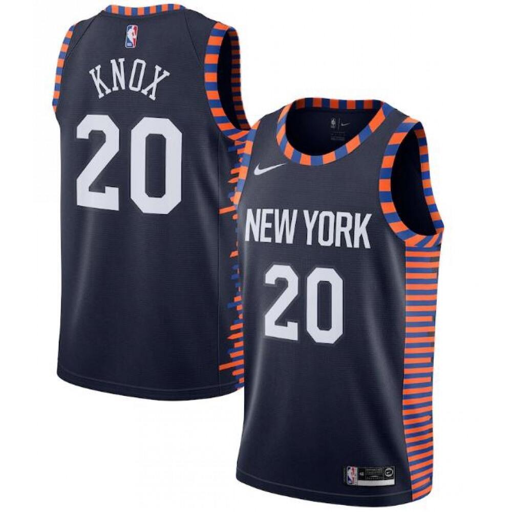 New Yok Knicks #20 Kevin Knox Navy City Edition Stitched Swingman Jersey