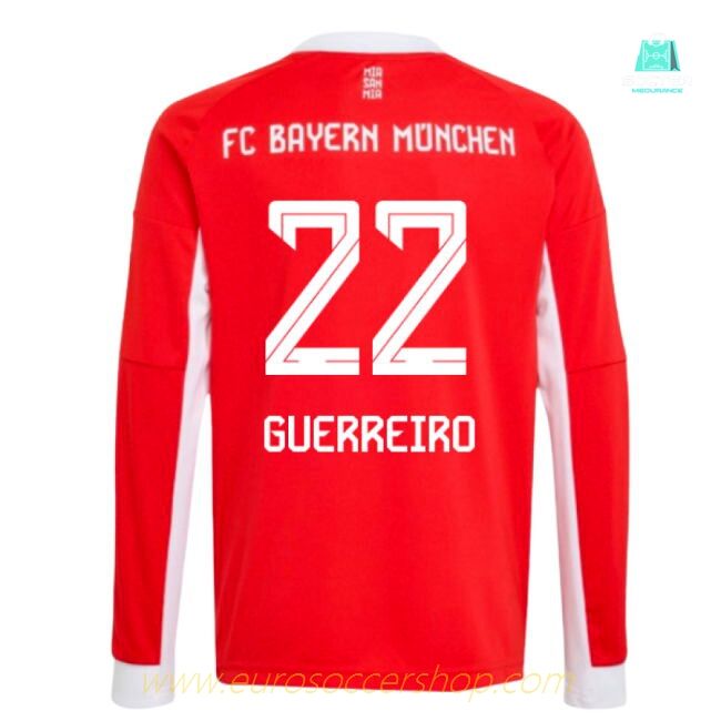 2025-2026 Bayern Munich Long Sleeve Home Shirt (Kids) (Guerreiro 22)