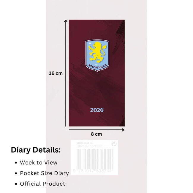 Diary 2026 Elite Style Aston Villa Home Professional Jersey 2025-2026