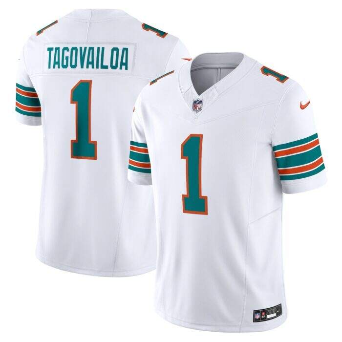 Men's Miami Dolphins Tua Tagovailoa Nike White Vapor F.U.S...