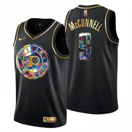 Indiana Indiana Pacers #9 T.J. McConnell Mens Golden Edition Diamond Logo 2021/22 Swingman Jersey ¨C Black Mens