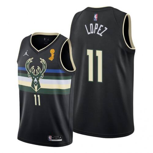 Milwaukee Milwaukee Bucks #11 Brook Lopez Youth 2021 NBA Finals Champions Swingman Statement Edition Jersey Black Youth