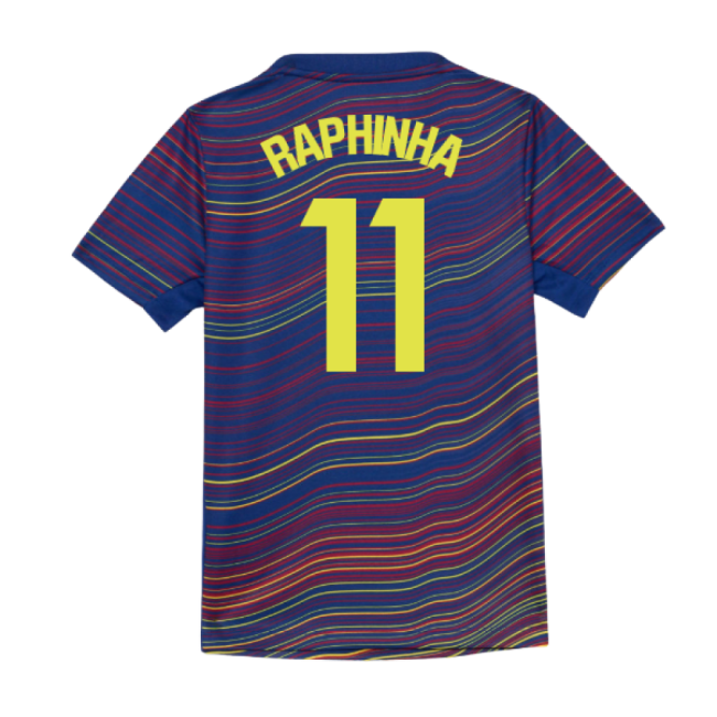 2025-2026 Barcelona Academy Pro Pre Match Shirt (Blue) - Kids (Raphinha 11)