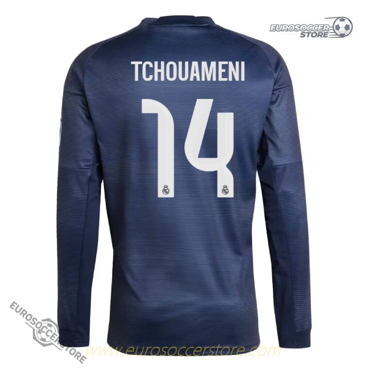 Real Madrid 25-26 Season Away Long Sleeve Jersey, Featuring TCHOUAMENI #14