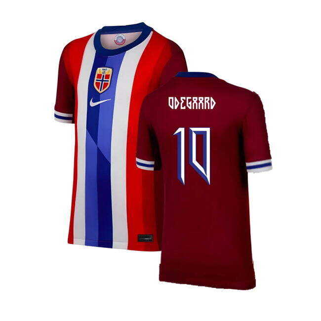 Low Cost 2024-2025 Norway Home Shirt (Kids) (ODEGAARD 10) Playful