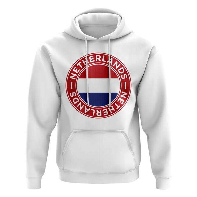 Netherlands Football Badge Hoodie (White) Euro Premium Authentic