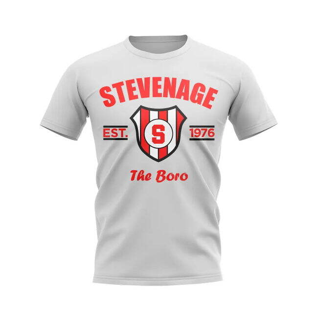 Stylish Stevenage Established Football T-Shirt (White) for Game Day