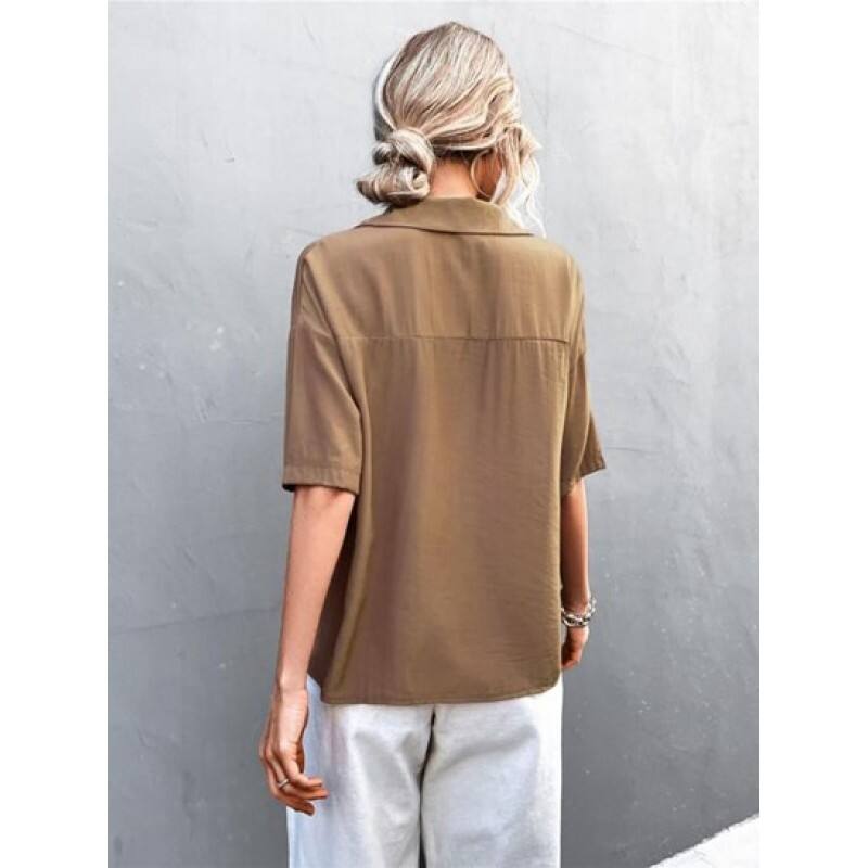 Drop Shoulder Pocket Lapel Shirt OB1056