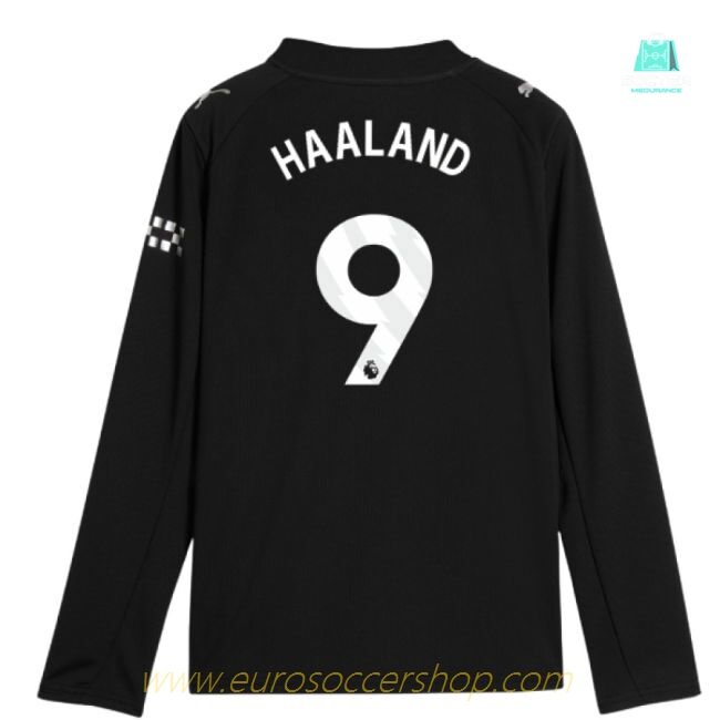 2025-2026 Man City Long Sleeve Away Shirt (Kids) (Haaland 9)
