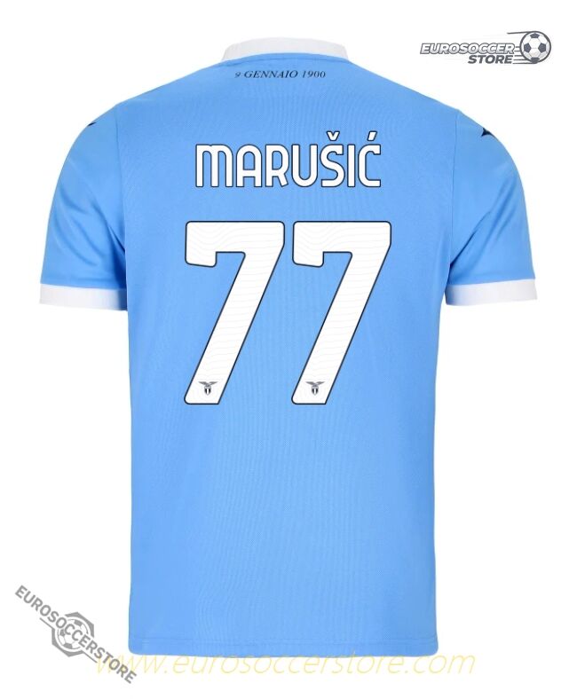 Lazio's 25-26 Season Home Jersey Featuring MARUŠIĆ with Number 77