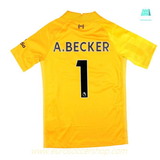 Liverpool 2021-22 Away Goalkeeper Shirt (Yellow) (Small Boys) A.Becker #1 (Excellent)