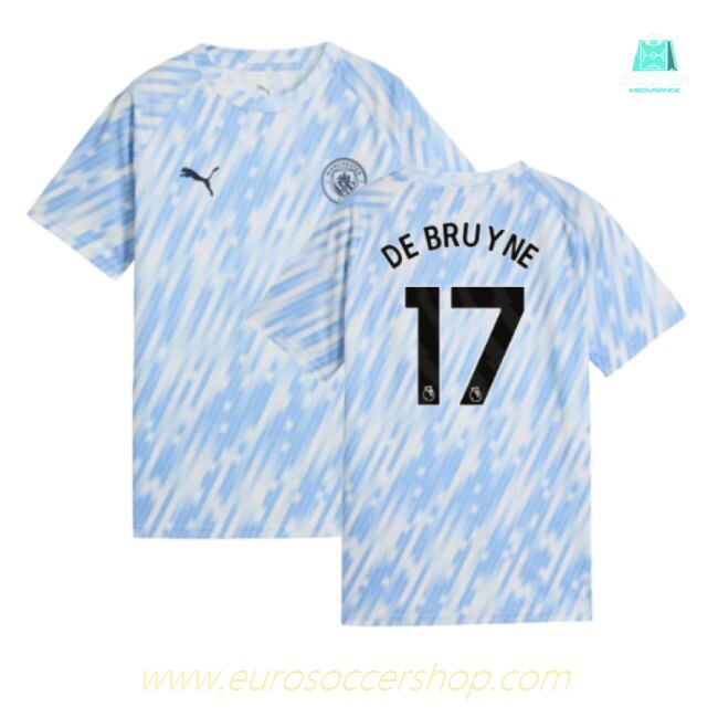 2025-2026 Man City Warm Up Jersey (Silver Sky) - Kids (De Bruyne 17)