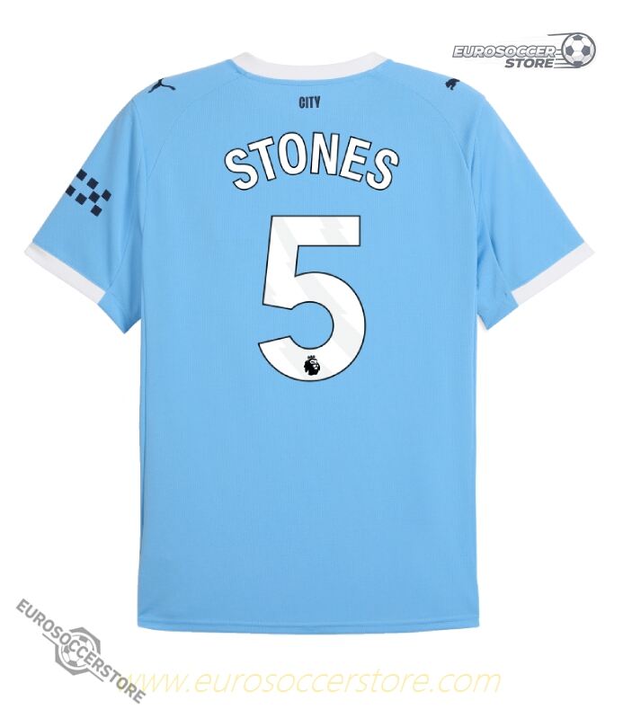 Manchester City 25-26 Season Home Jersey Featuring Stones #5