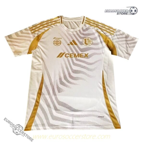 Tigres UANL 24-25 Season Third Football Jersey in White and Gold Colors