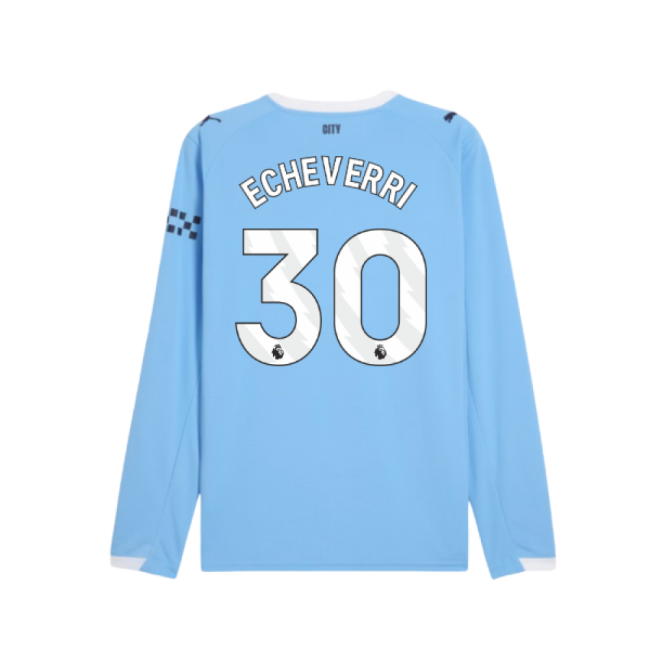 2025-2026 Man City Long Sleeve Home Shirt (Echeverri 30)