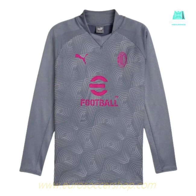 2023-2024 AC Milan Prematch LS Sweat Top (Gray Tile)