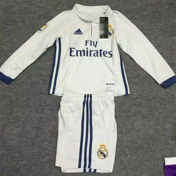 Kids Real Madrid LS Home 201617 Soccer KitsShirtShorts - Official