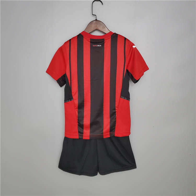 Kids AC Milan 21-22 Home Red Soccer Suit Football Kit ShirtShorts -