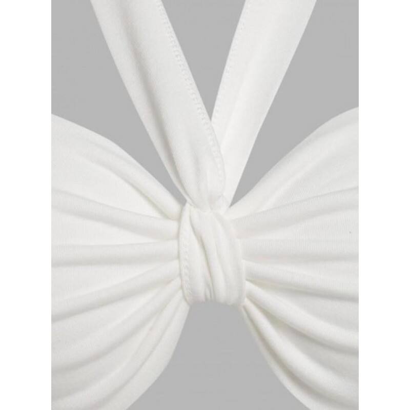 Tie Criss Cross Cut Out Halter Tee SQ9990