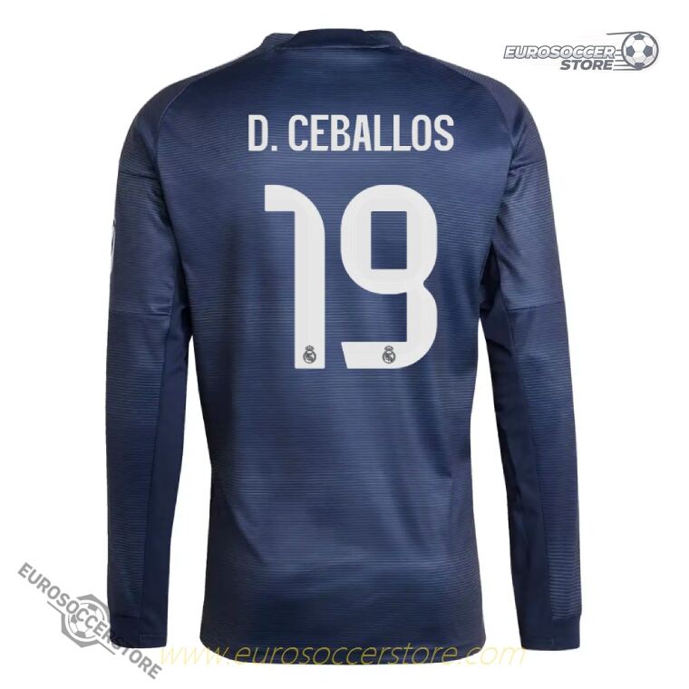 Real Madrid 25-26 Season Away Long Sleeve Jersey, Featuring D. CEBALLOS with Number 19