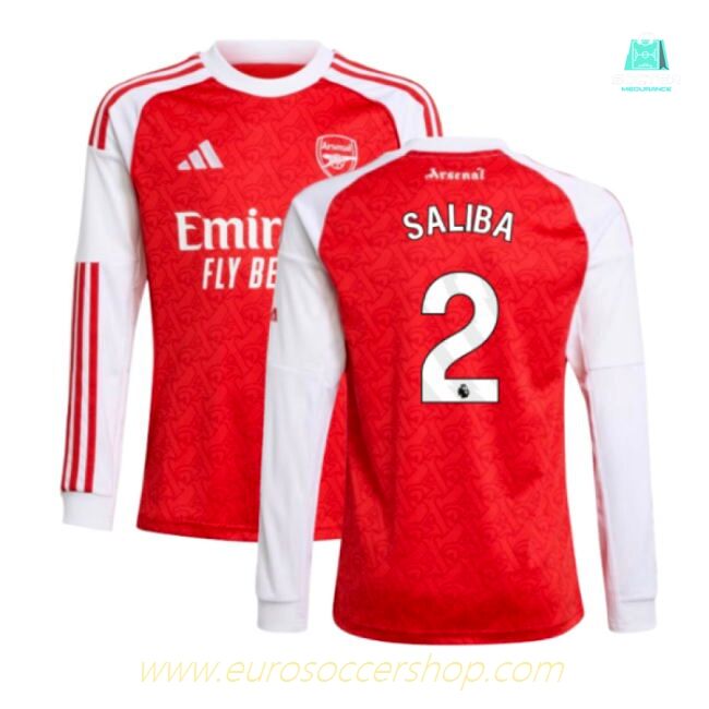 2025-2026 Arsenal Long Sleeve Home Shirt (Kids) (Saliba 2)
