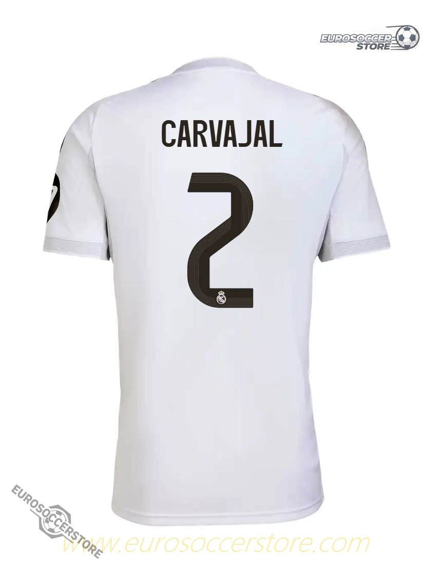 Real Madrid's 25-26 Home Jersey featuring Carvajal with the number 2