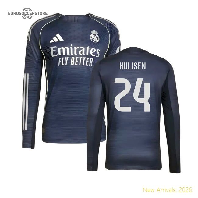 2025-2026 Real Madrid Authentic Long Sleeve Second Jersey (huijsen 24)