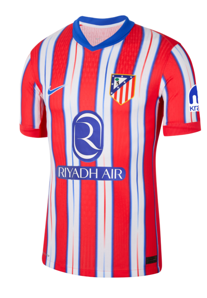 Atletico Madrid's 24-25 Home Champions League Jersey featuring SØRLOTH 9
