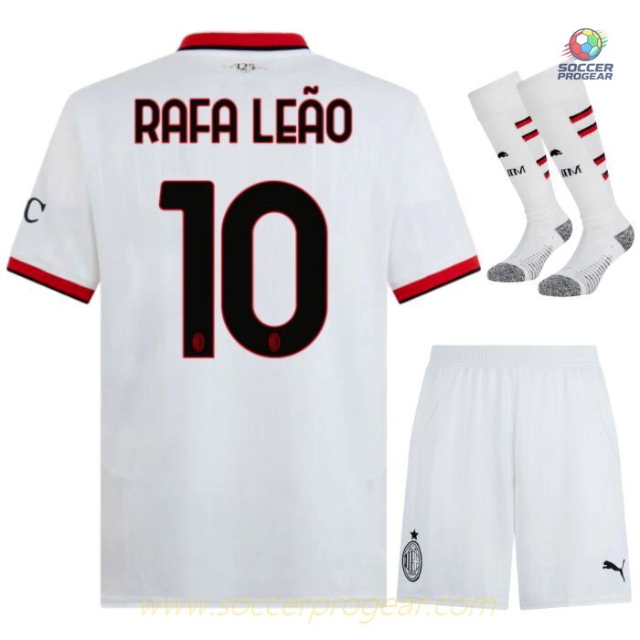 AC Milan Children's Editionren's Football Kit Away Soccer Team Shirt 2024-25 Edition Rafa Leão