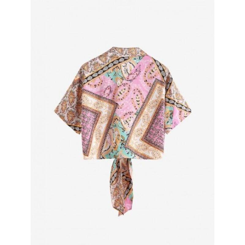 Ethnic Floral Paisley Print Tied Shirt JS1849