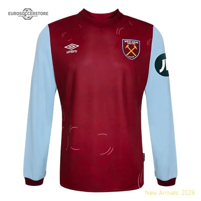 2023-2024 West Ham Long Sleeve Home Shirt (kids) - Official Edition