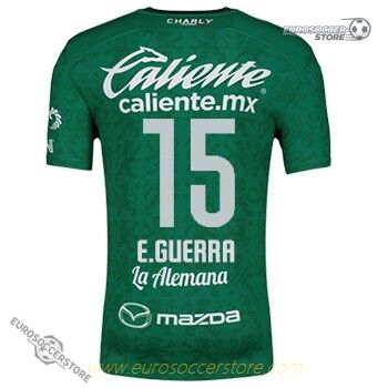 Club Leon's 24-25 Home Jersey featuring E.Guerra with the number 15