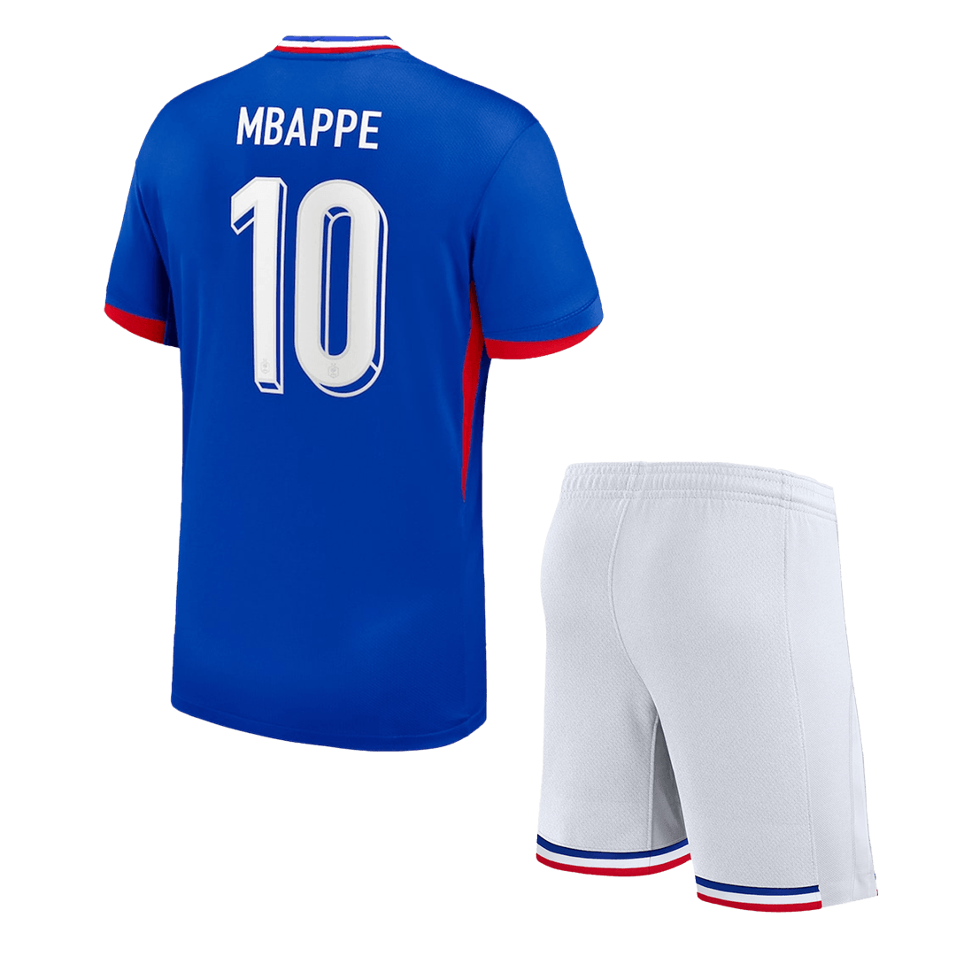 Kid's France MBAPPE #10 Home Jerseys Kit(Jersey+Shorts) Euro 2024Authe