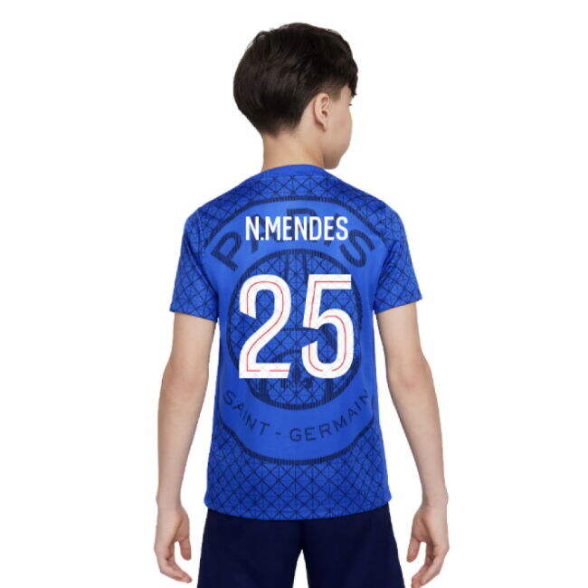 2025-2026 PSG Academy Pro Home Pre Match Shirt (Royal) - Kids (N.Mendes 25)