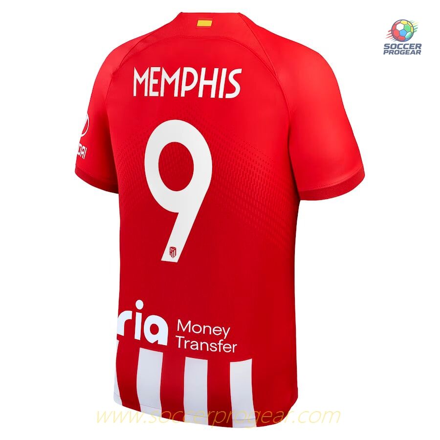 Atletico Madrid Home 2023 2024 Memphis Children Soccer Uniform Football Jersey