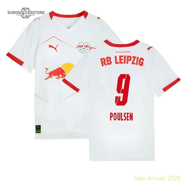 Top-Quality 2025-2026 Red Bull Leipzig Home Shirt (Kids) (Poulsen 9)