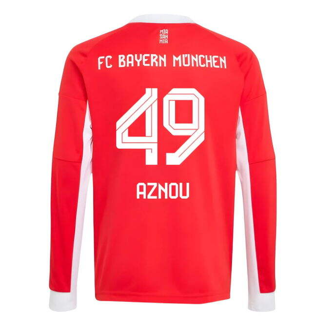 2025-2026 Bayern Munich Long Sleeve Home Shirt (Kids) (Aznou 49)