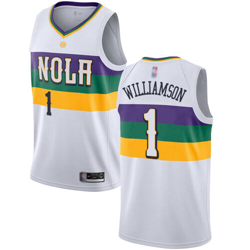 Pelicans #1 Zion Williamson Top-Grade 2018 City NBA Jersey - White
