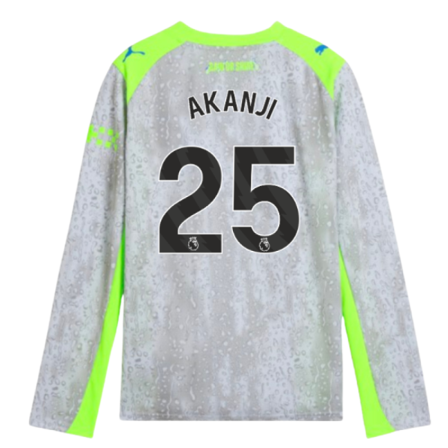 2025-2026 Man City Long Sleeve Third Shirt (Kids) (Akanji 25) (Matc...